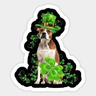 Lucky American Bulldog Shamrock St Patrick's Day Sticker